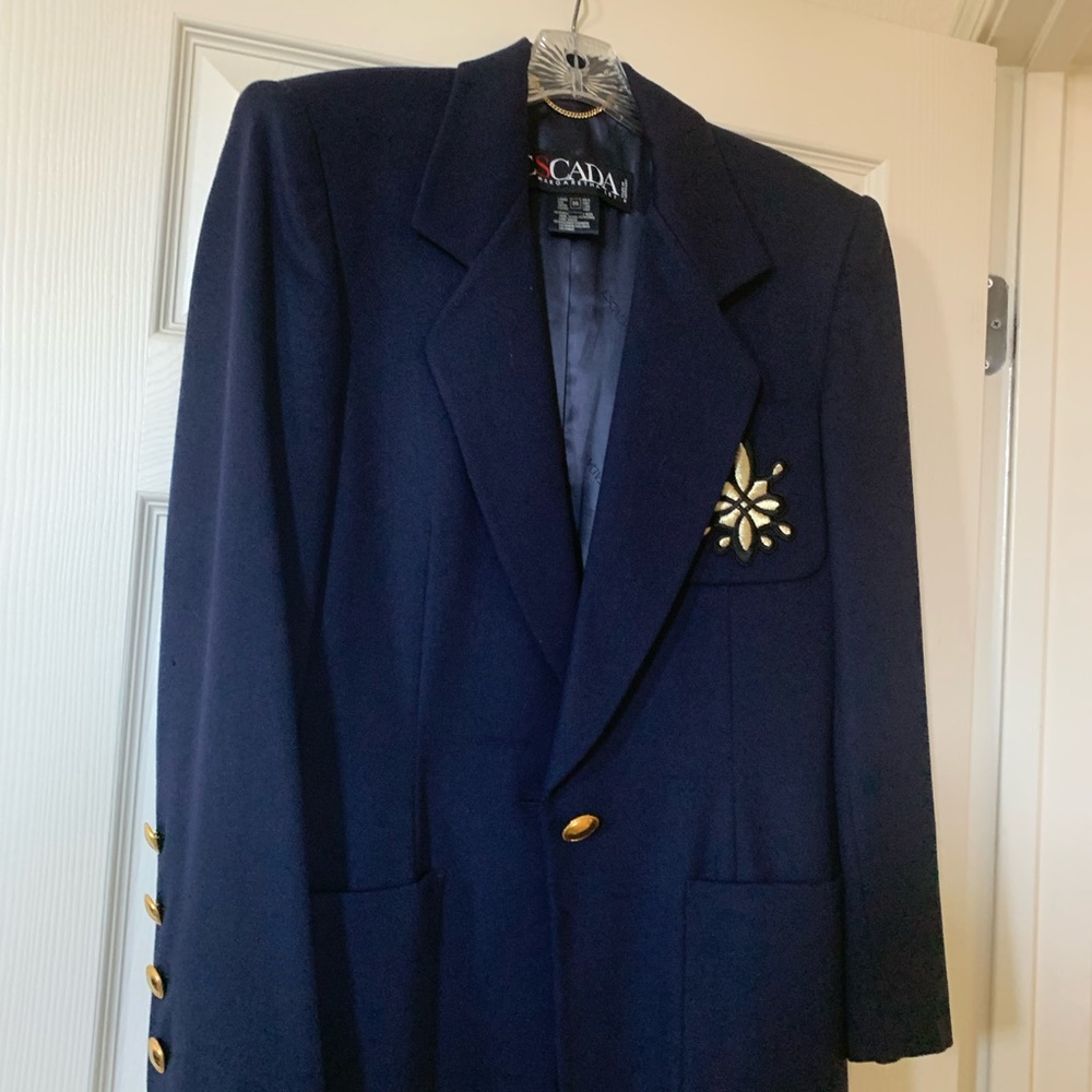 Escada navy blue wool blazer